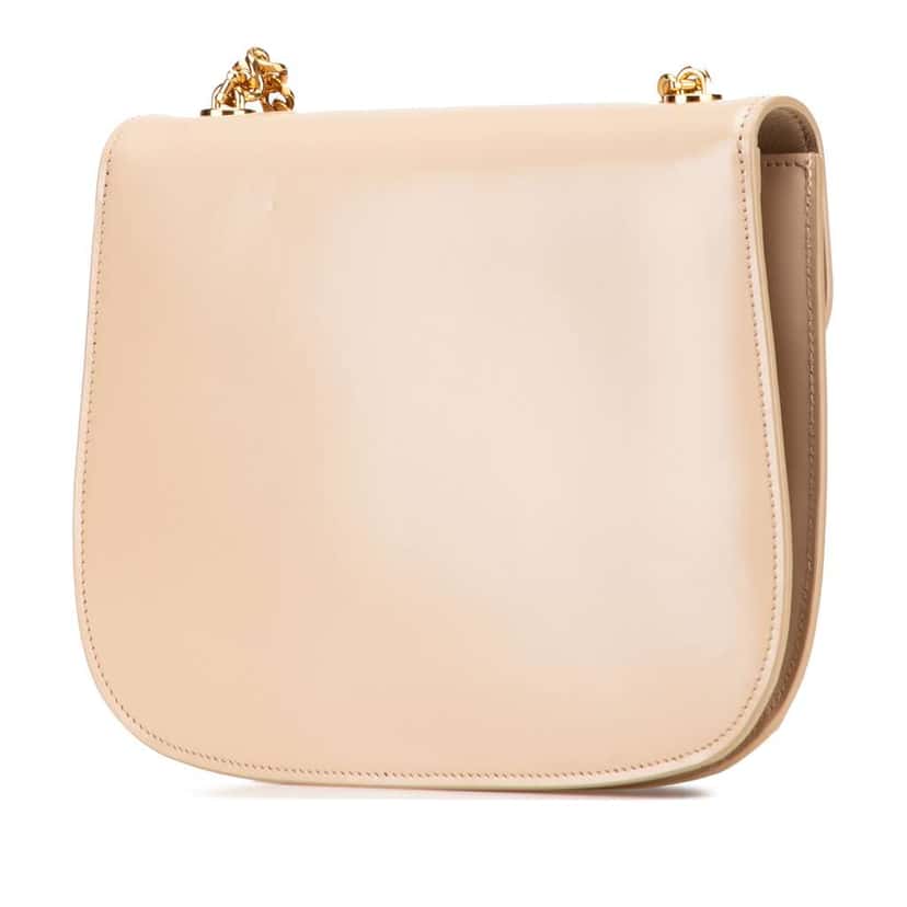 Celine Teen Shiny Calfskin Triomphe Besace Clea Chain Crossbody Brown Leather Very good condition - Back View