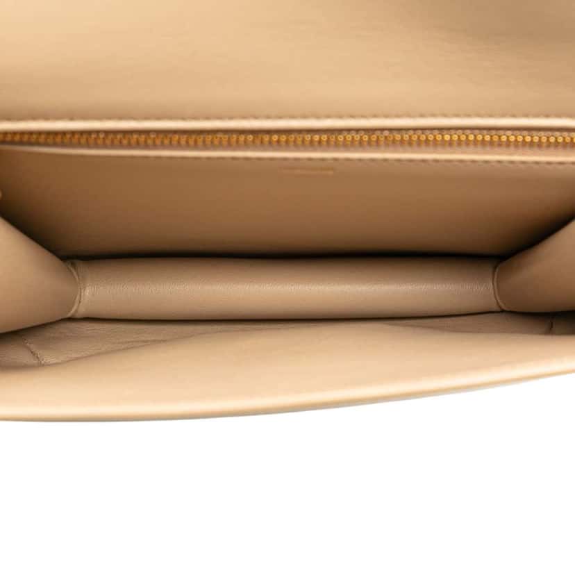 Celine Teen Shiny Calfskin Triomphe Besace Clea Chain Crossbody Brown Leather Very good condition - Model View