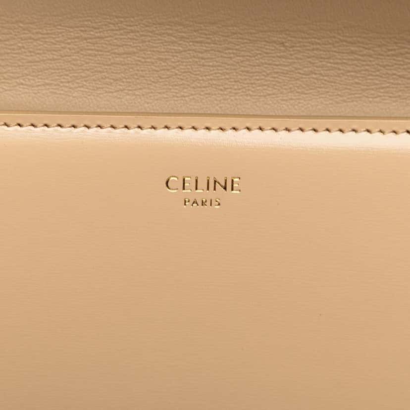 Celine Teen Shiny Calfskin Triomphe Besace Clea Chain Crossbody Brown Leather Very good condition - Box View