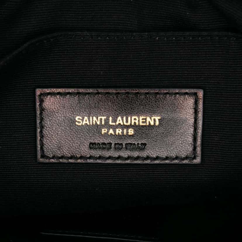 Saint Laurent Matelasse Chevron Leather Monogram Zip A5 Wristlet Pouch Black Leather Good condition - Box View