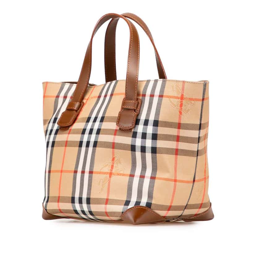 Burberry Haymarket Check Canvas Handbag Brown Canvas Good condition - Back View