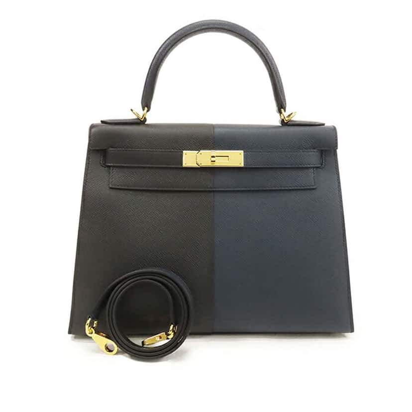 Hermès Tricolor Epsom Kelly II Casaque Sellier 28 Black Leather Good condition - Front View