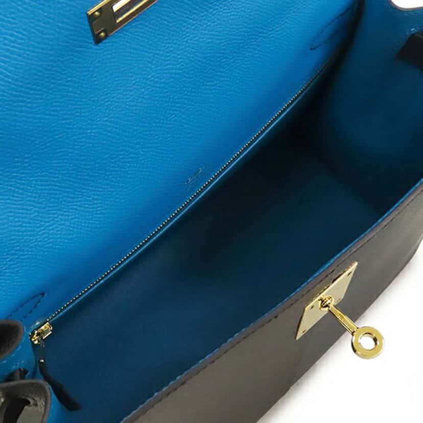 Hermès Tricolor Epsom Kelly II Casaque Sellier 28 Black Leather Good condition - Inside View