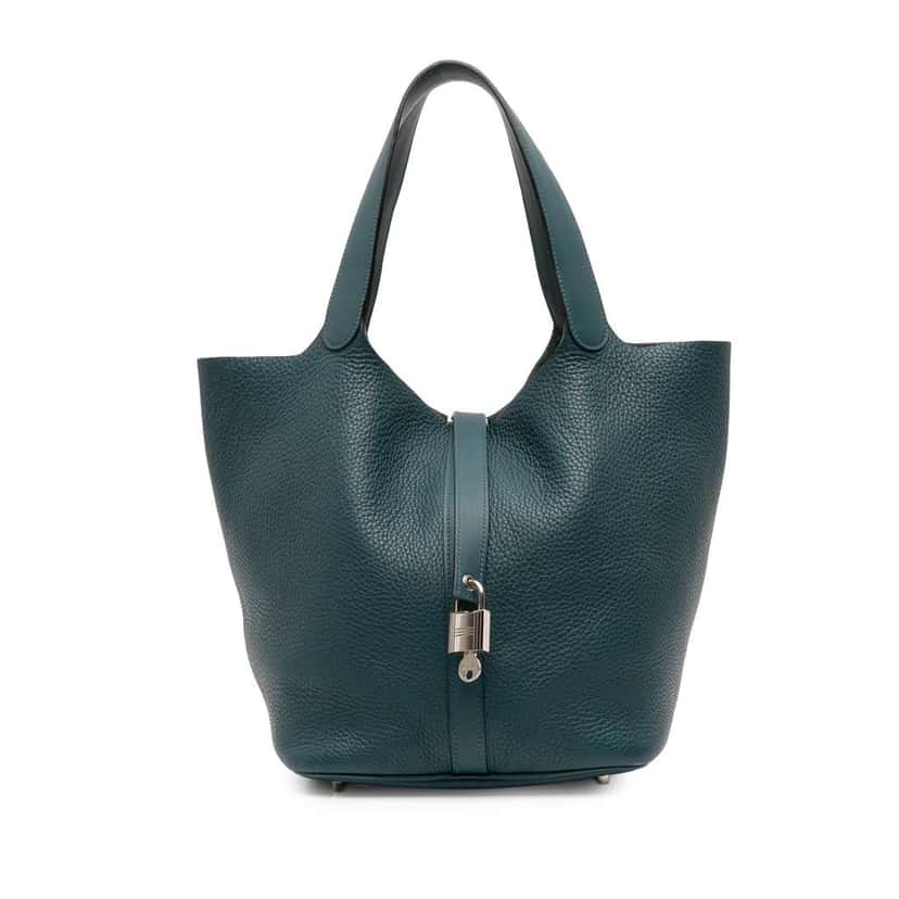 Hermès Clemence Picotin Lock 26 Blue Leather Good condition - Front View