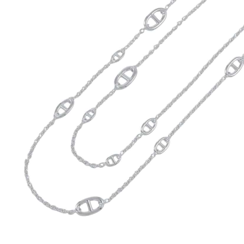 Hermès Sterling Silver Farandole Long Necklace 120 Silver Silver Good condition - Front View