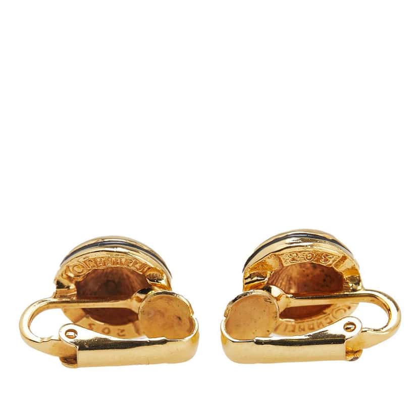 Chanel Gold Plated CC Button Clip On Earrings Gold Metal Good condition - Back View
