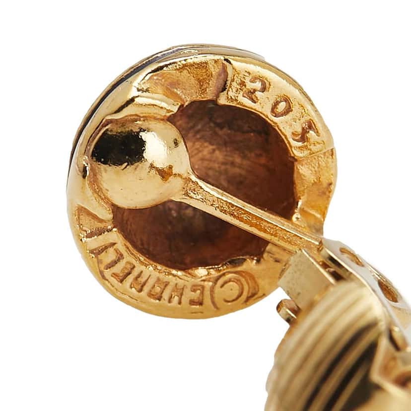 Chanel Gold Plated CC Button Clip On Earrings Gold Metal Good condition - Inside View