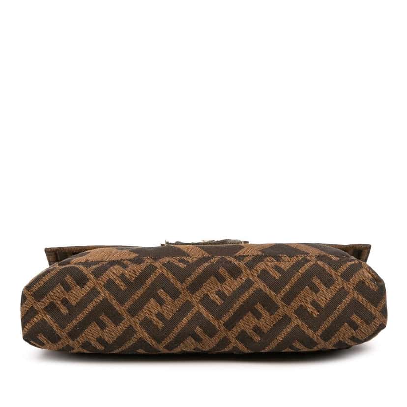 Fendi Zucca Canvas and Leather Chain Maxi Baguette Brown Canvas Good condition - Inside View