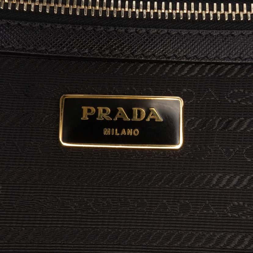 Prada Saffiano Lux Convertible Bowler Bag Black Leather Good condition - Box View