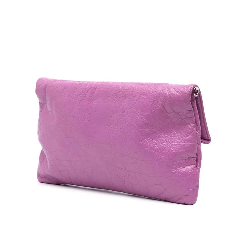 Balenciaga Lambskin Motocross Giant 12 Envelope Clutch Pink Leather Good condition - Back View