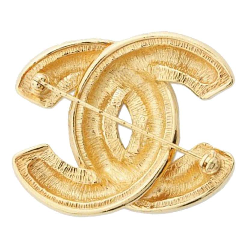 Chanel Gold Plated CC Quilted Brooch Gold Metal Good condition - Back View