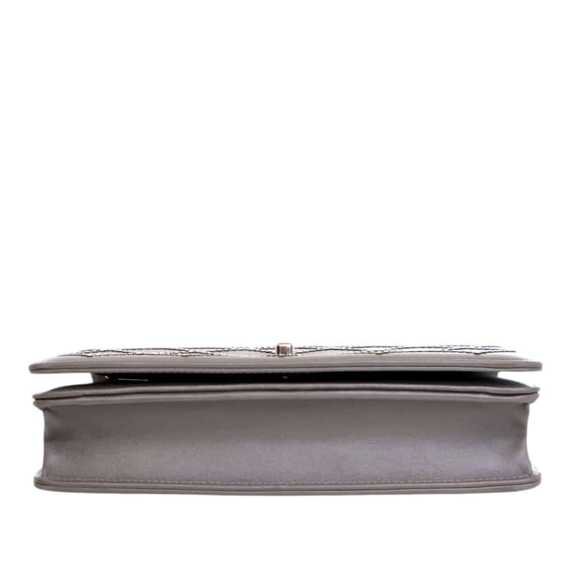Chanel CC Studded Calfskin Crystal Wallet On Chain Grey Leather Good condition - Model View