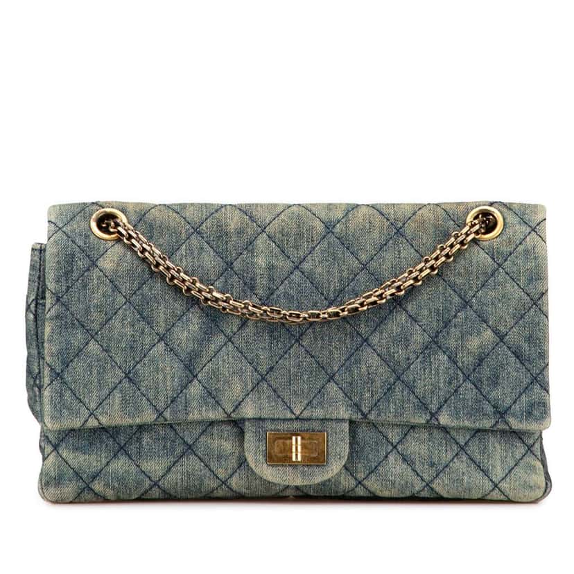 Chanel Reissue 2.55 Quilted Denim Double Flap 226 Blue Denim Good condition - Front View