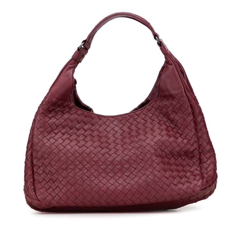 Bottega Veneta Small Nappa Intrecciato Campana Hobo Red Leather Good condition - Front View