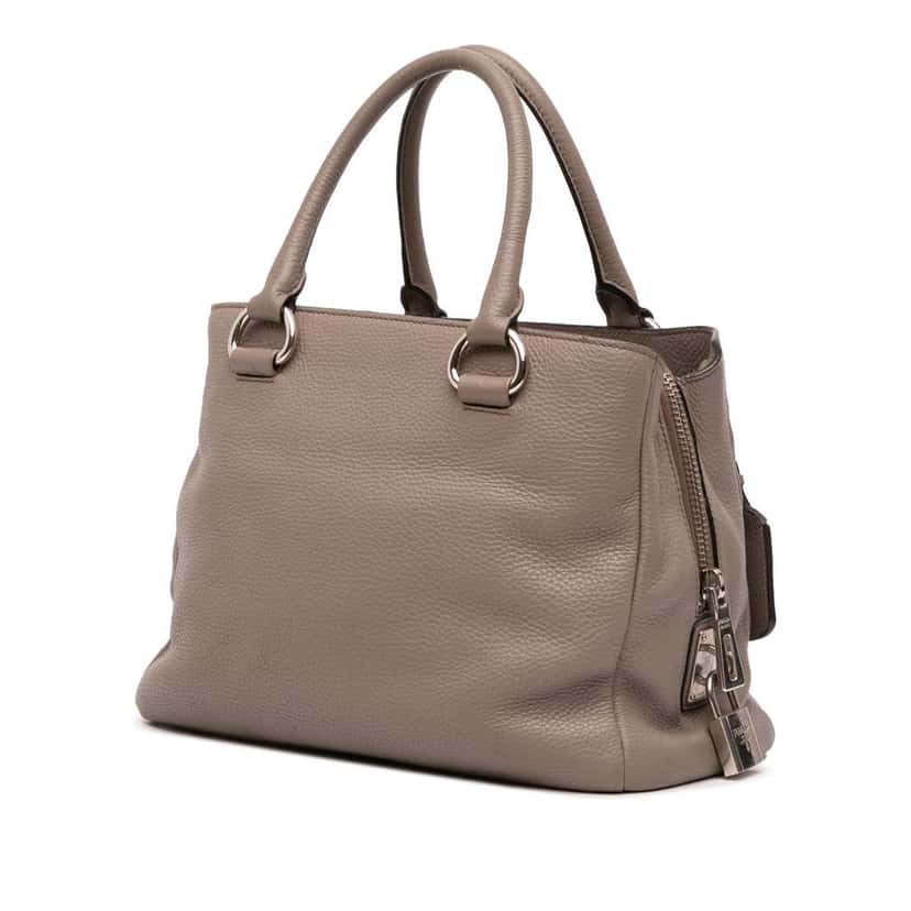 Prada Vitello Phenix Open Convertible Tote Brown Leather Good condition - Back View
