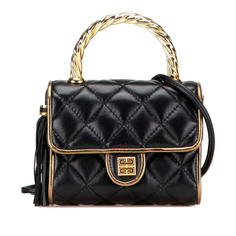 Givenchy Mini Quilted Leather Top Handle Bag Black Leather Good condition - Front View