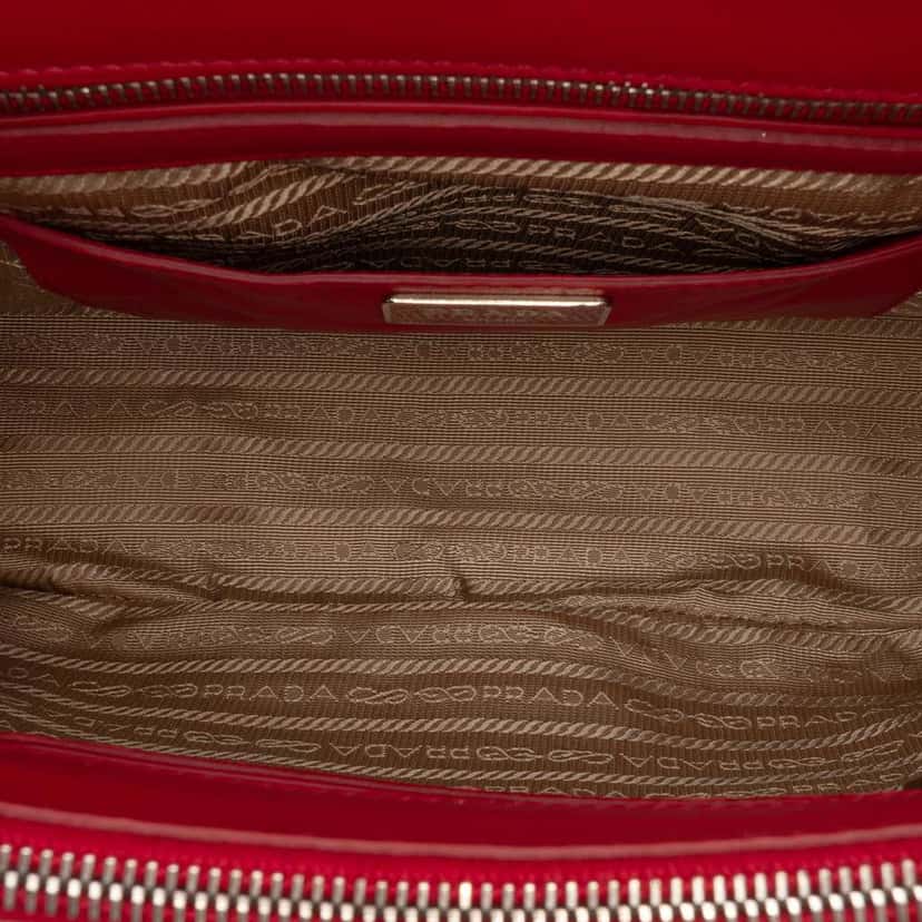 Prada Small Canvas and City Calf Hand Stitched Galleria Double Zip Satchel Brown Canvas Good condition - Model View