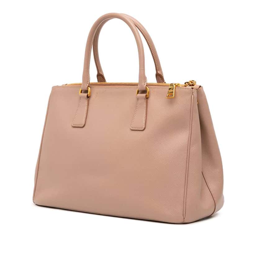 Prada Medium Saffiano Lux Galleria Double Zip Satchel Brown Leather Good condition - Back View