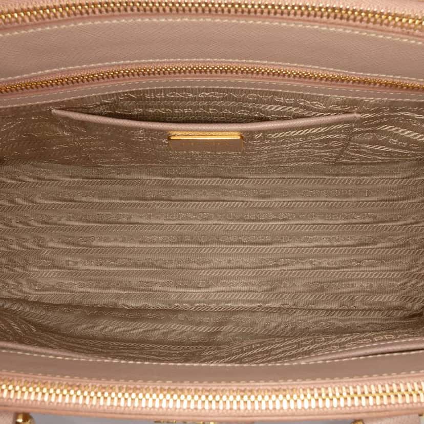 Prada Medium Saffiano Lux Galleria Double Zip Satchel Brown Leather Good condition - Model View