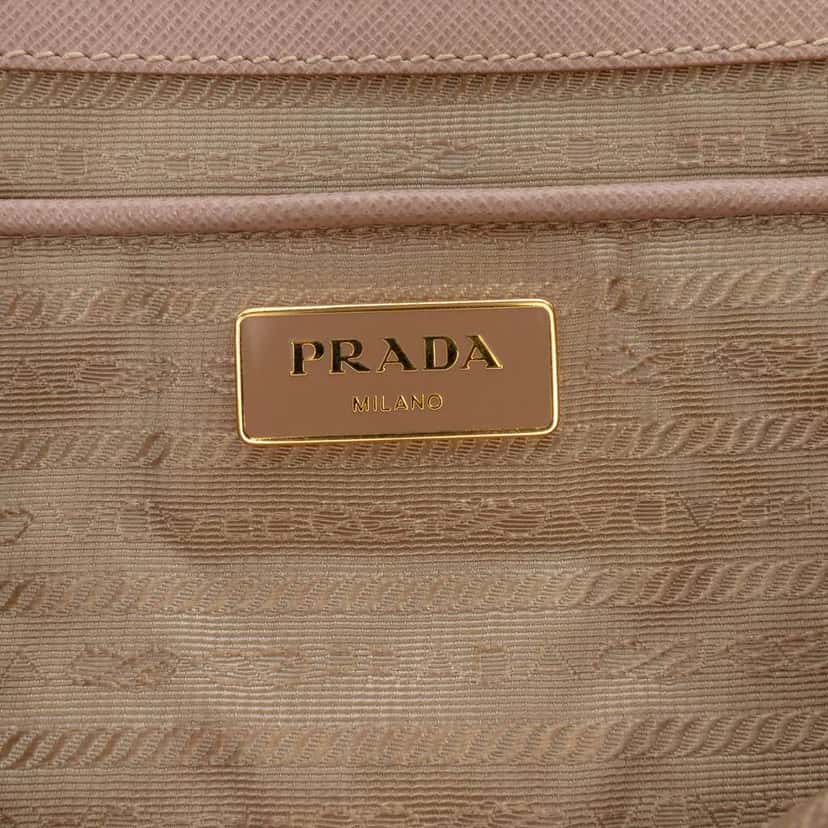 Prada Medium Saffiano Lux Galleria Double Zip Satchel Brown Leather Good condition - Box View