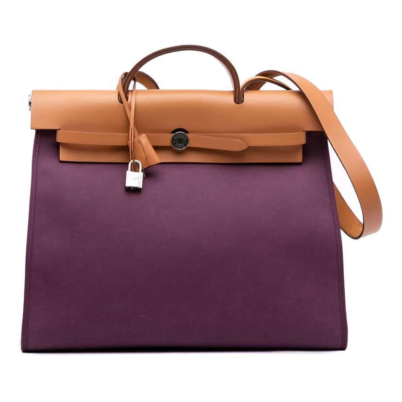 Hermès Toile Herbag Zip 39 Purple Canvas Good condition - Front View