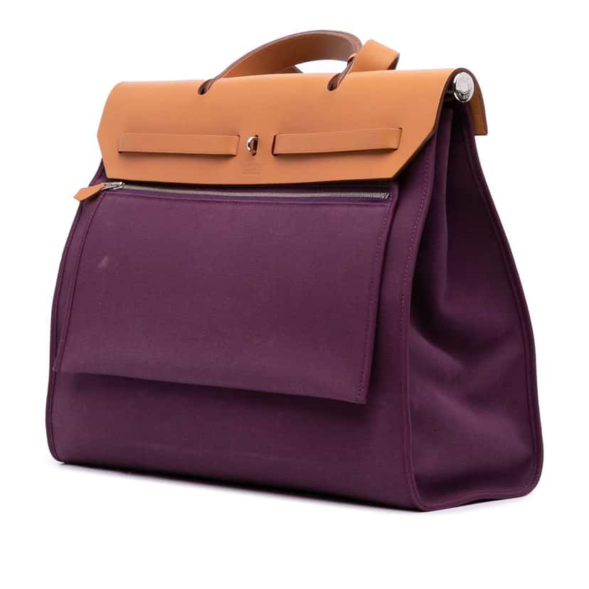 Hermès Toile Herbag Zip 39 Purple Canvas Good condition - Back View