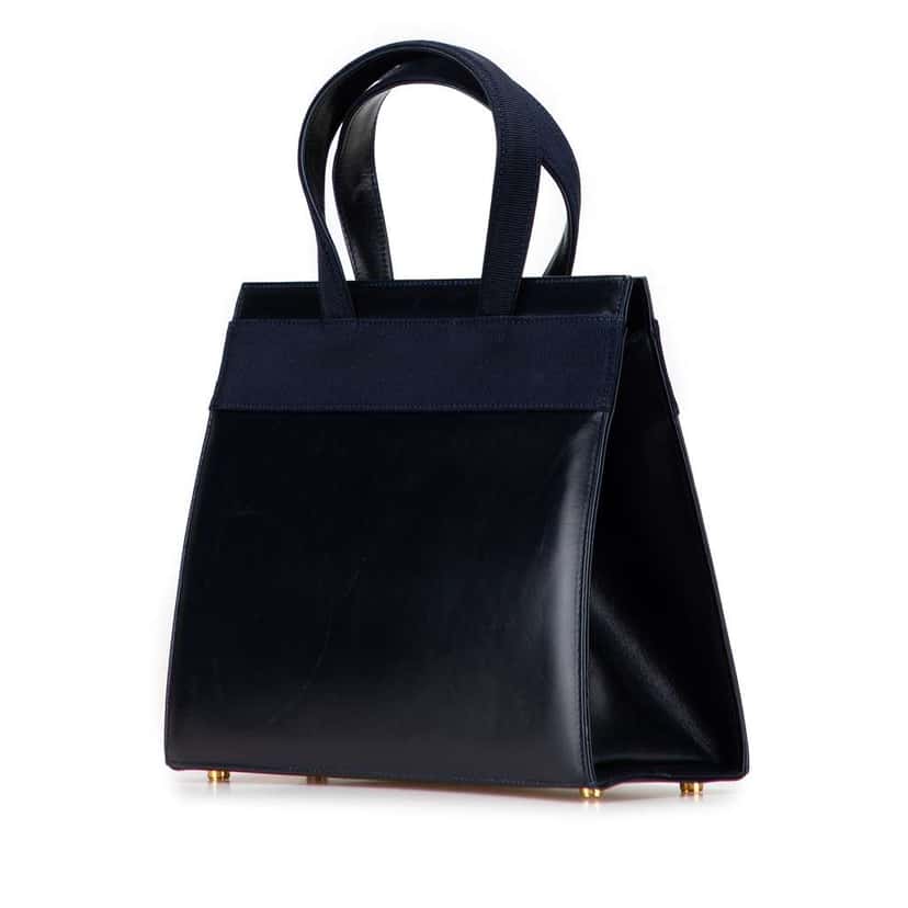 Salvatore Ferragamo Leather Vara Bow Satchel Blue Leather Good condition - Back View