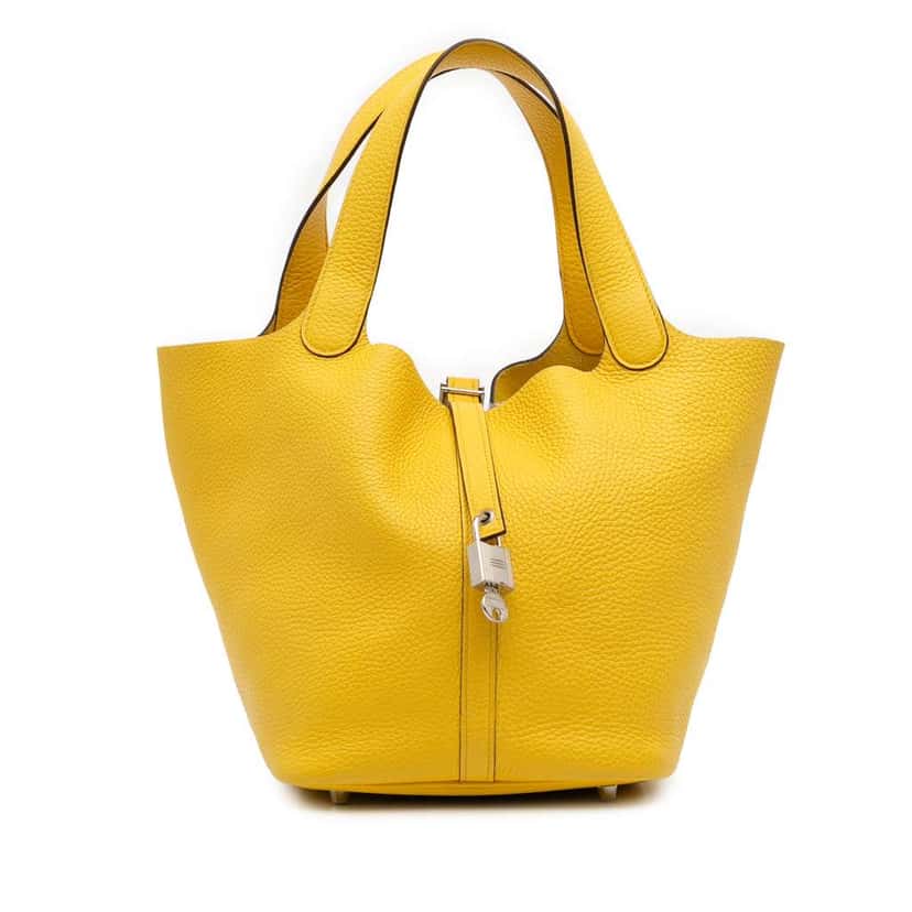 Hermès Clemence Picotin Lock 22 Yellow Leather Good condition - Front View