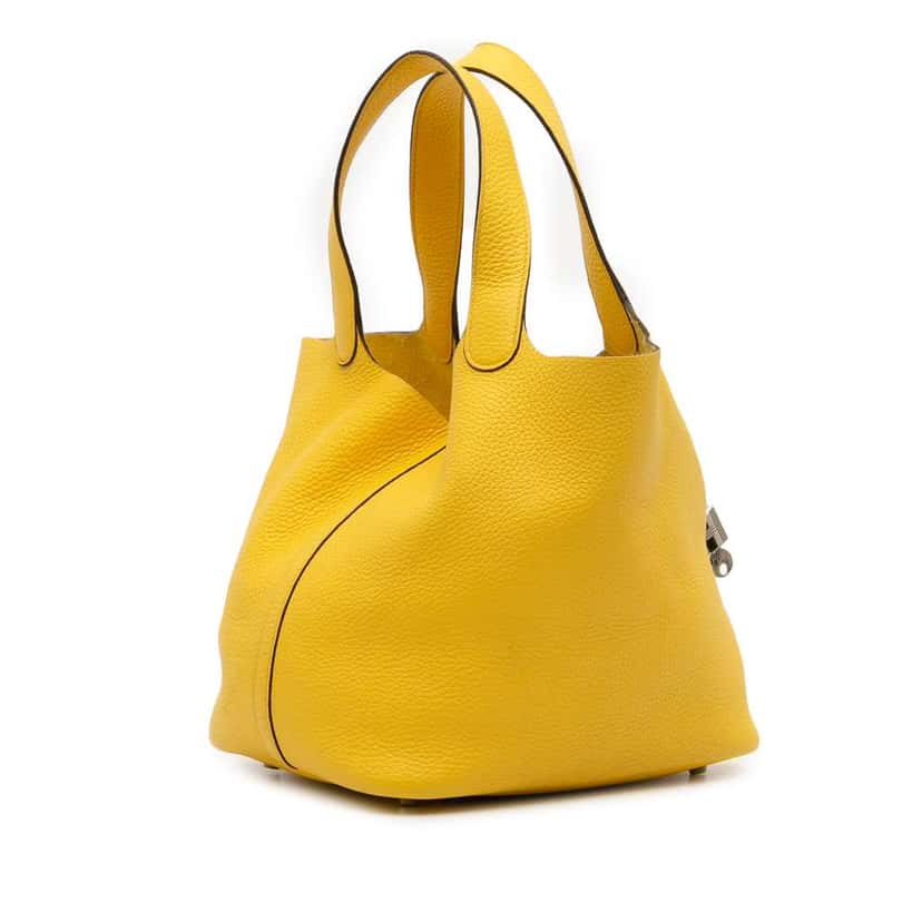 Hermès Clemence Picotin Lock 22 Yellow Leather Good condition - Back View