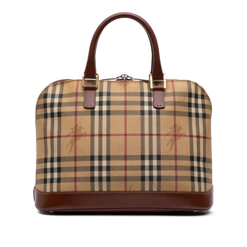 Burberry Haymarket Check Coated Canvas Handbag Brown Canvas Good condition - Front View