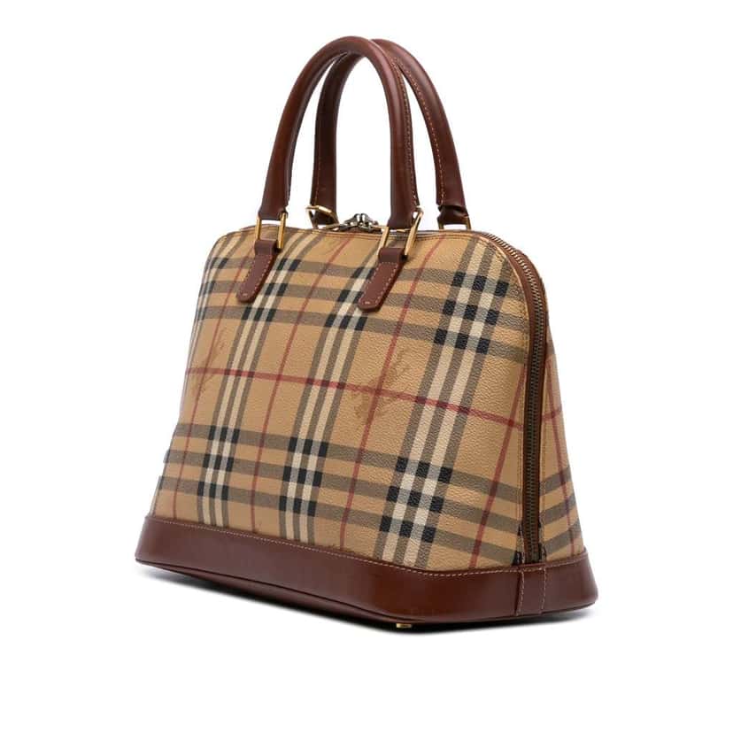 Burberry Haymarket Check Coated Canvas Handbag Brown Canvas Good condition - Back View