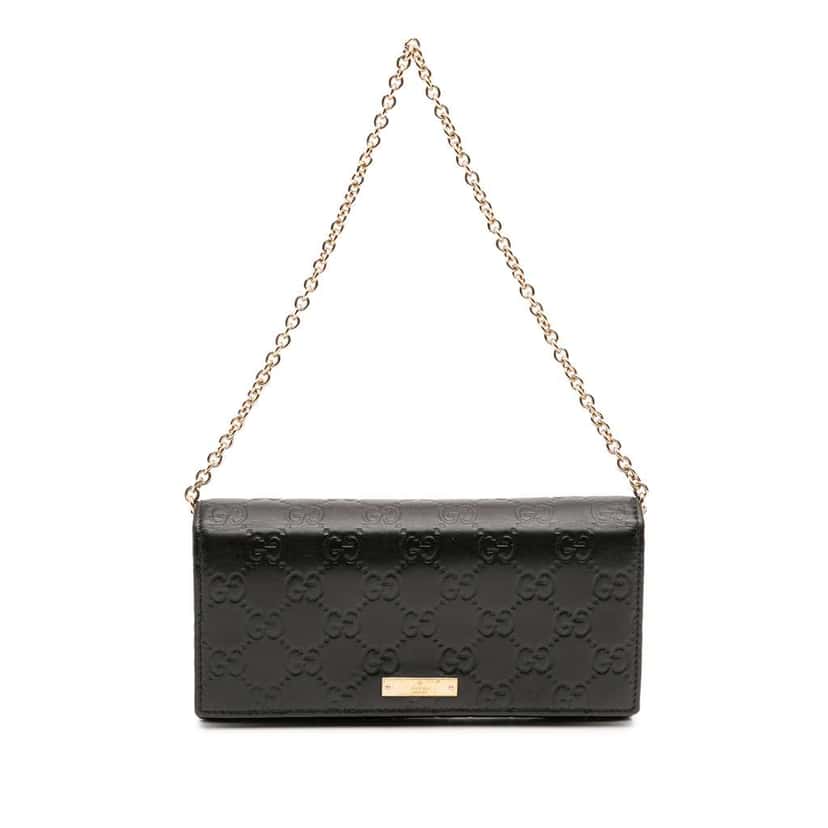 Gucci Guccissima Wallet on Chain Black Leather Good condition - Front View