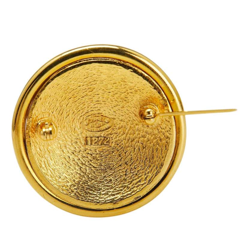 Chanel Gold Plated and Silver Plated CC Round Brooch Gold Metal Good condition - Inside View