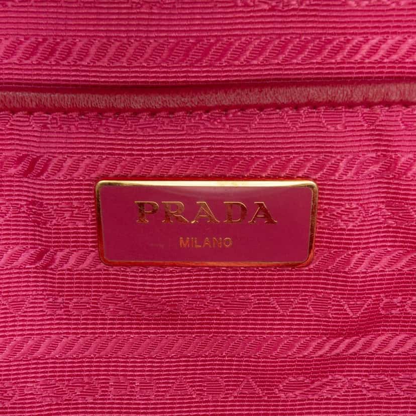 Prada Saffiano Trimmed Tessuto Satchel Pink Good condition - Box View
