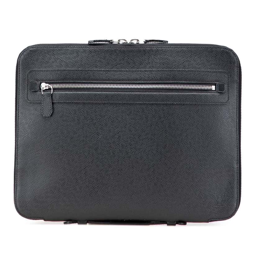 Louis Vuitton Taiga Vladimir Portfolio Black Leather Good condition - Front View
