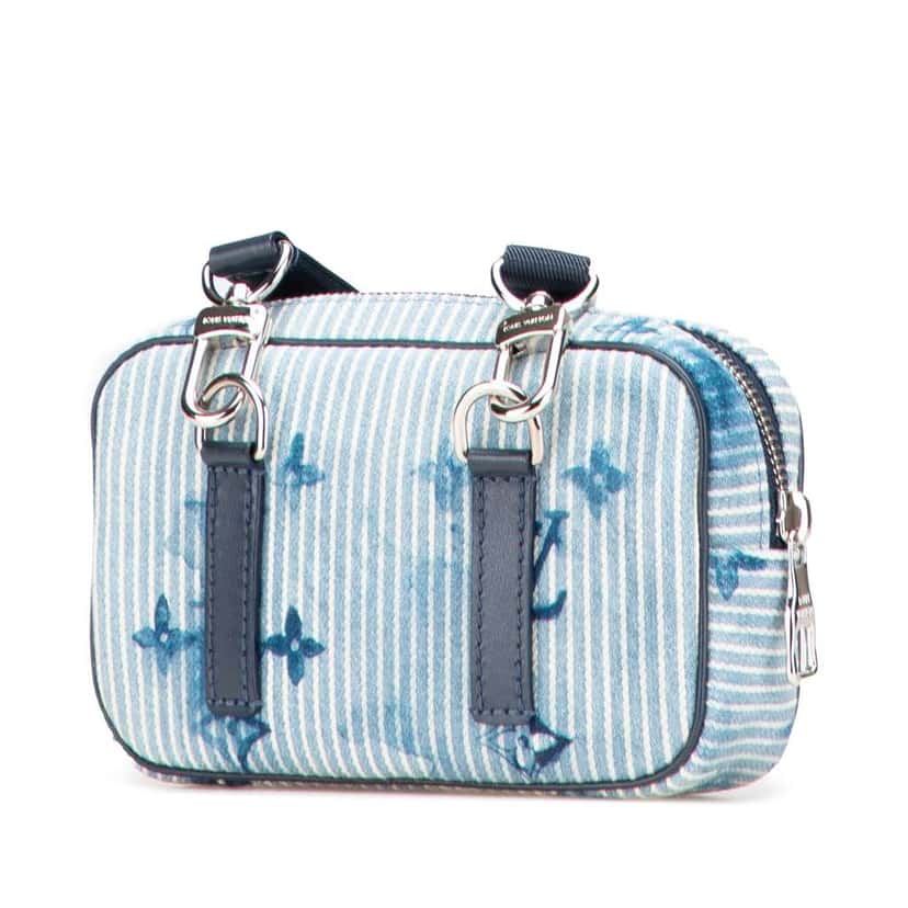 Louis Vuitton Monogram Denim Watercolor Hickory Stripes Outdoor Pouch Blue Denim Good condition - Back View