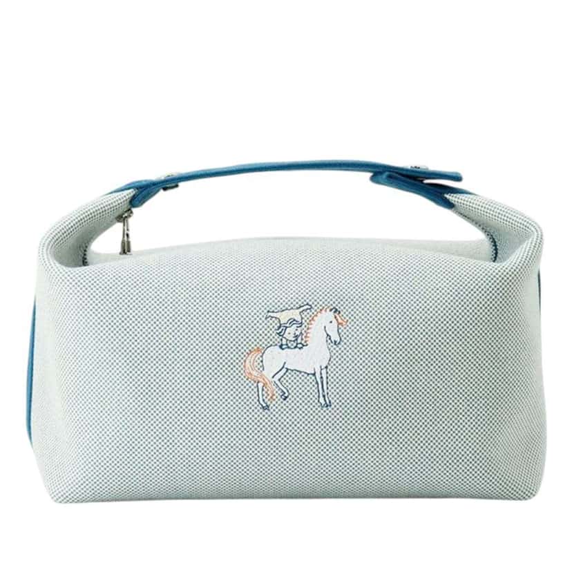 Hermès Large Canvas Bride A Brac Cabriole Case Blue Canvas Very good condition - Front View