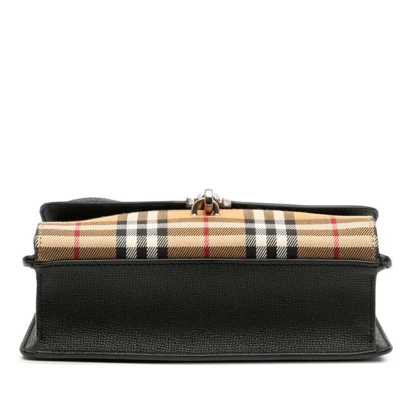 Burberry Small Leather and House Check Canvas Derby Macken Crossbody Black Canvas Good condition - Inside View