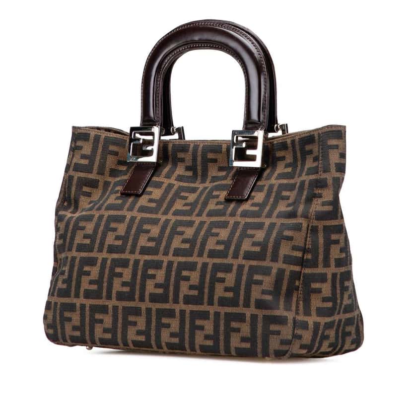 Fendi Small Zucca Canvas Twins Tote Brown Canvas Good condition - Back View