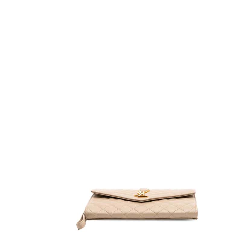 Saint Laurent Grain De Poudre Mix Matelasse Envelope Flap Pouch Brown Leather Very good condition - Inside View