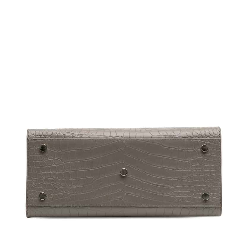 Saint Laurent Small Croc Embossed Leather Sac De Jour Satchel Grey Leather Good condition - Inside View