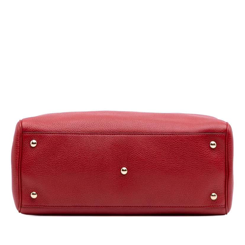 Gucci Medium Calfskin Bamboo Shopper Satchel Red Leather Good condition - Inside View