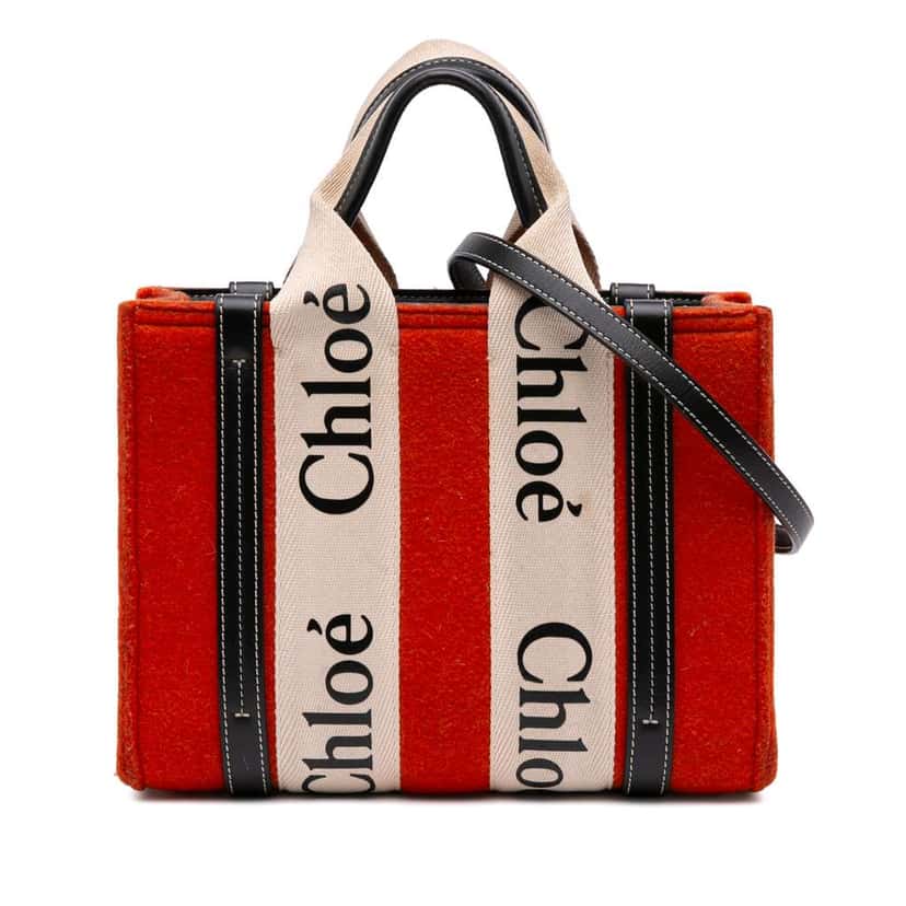 Chloé Small Wool Woody Satchel Red Wool Good condition - Front View