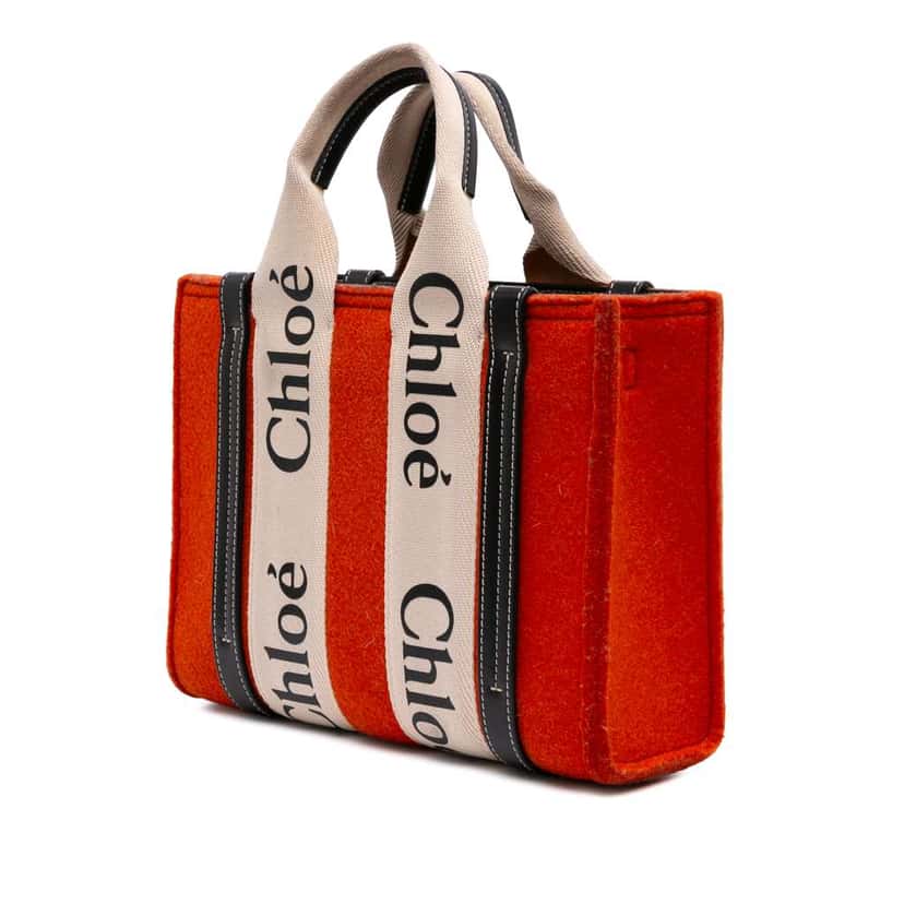 Chloé Small Wool Woody Satchel Red Wool Good condition - Back View