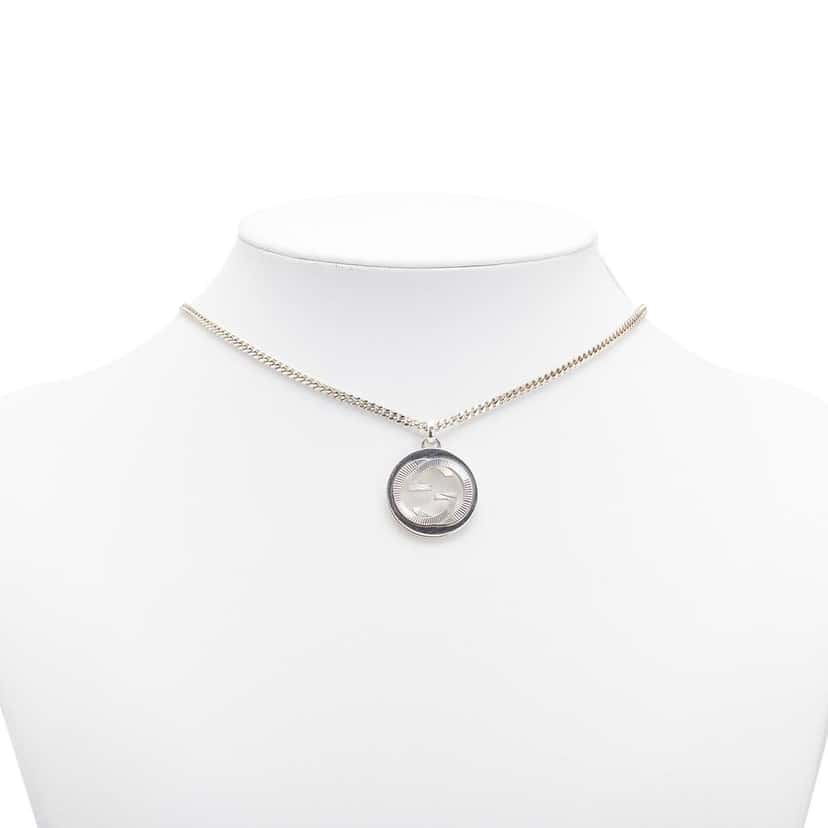 Gucci Sterling Silver Interlocking G Pendant Necklace Silver Silver Good condition - Box View