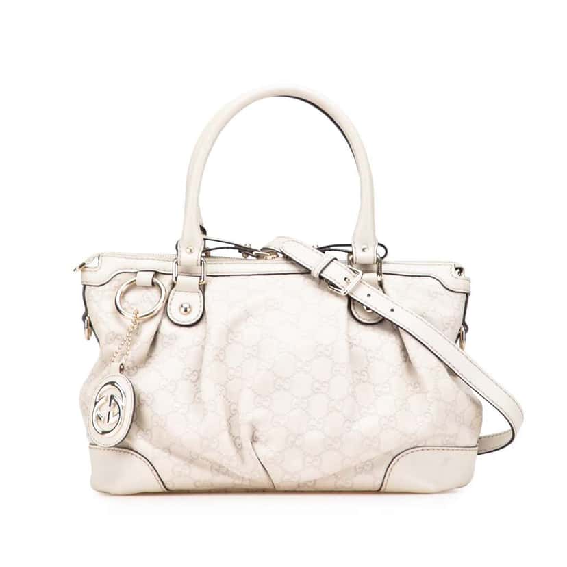 Gucci Guccissima Sukey Satchel White Leather Good condition - Front View