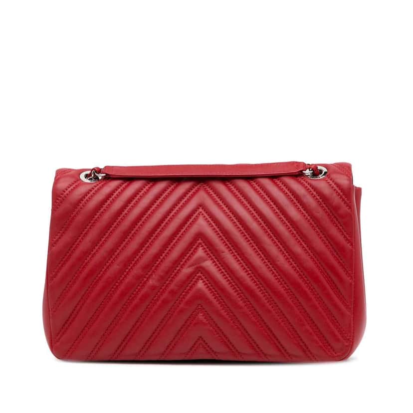 Chanel Jumbo Classic Lambskin Double Flap Red Leather Good condition - Model View