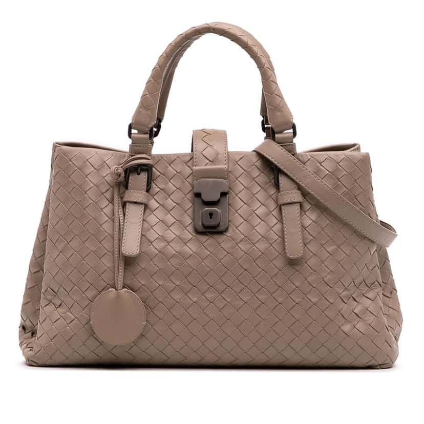 Bottega Veneta Small Nappa Intrecciato Roma Satchel Brown Leather Good condition - Front View