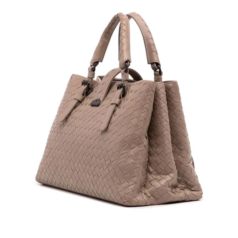 Bottega Veneta Small Nappa Intrecciato Roma Satchel Brown Leather Good condition - Back View