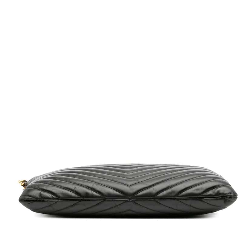 Saint Laurent Leather Chevron Monogram Document Holder Black Leather Good condition - Inside View